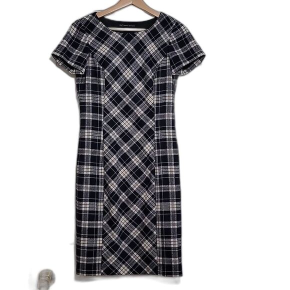 Brooks Brothers 346 wool blend short sleeve plaid sheath midi dress size 2‎ - Picture 1 of 10
